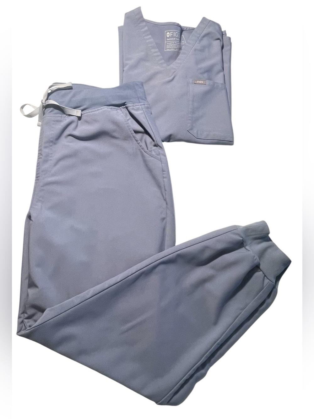💙🩶FIGS Set of both Catarina XL top & Zamora jogger XL pants Vapor Blue EUC